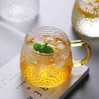 Criativo Martelo Padrão Caneca de Vidro resistente ao Calor de Alta Borosilicato Caneca de Café Com Punho de Cristal Transparente de Cerveja Copo de Whisky