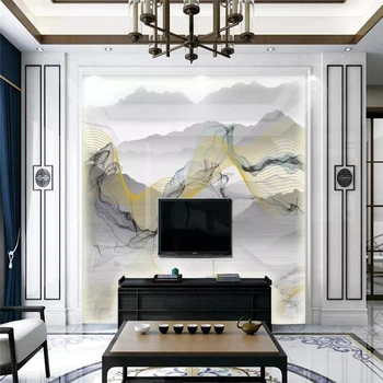 Decorativos de parede estilo Chinês Novo abstratos linhas de tinta de fundo de paisagem, pintura de parede