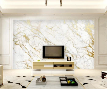 Papel de parede personalizado 3d mural de ouro de seda padrão de jazz de mármore branco de fundo de parede de sala de estar e quarto a decoração do restaurante pintura