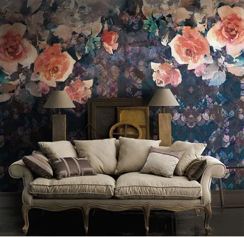 Bacaz Pintura de Flores de papel de parede de Murais para o Sofá de Fundo de Casamento Sala 3D Flor Murais papel de Parede Decoração Arte