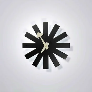 Asterisco Relógio de Parede Modernos e Criativos Desig Operado por Bateria de Quartzo Silêncio 26cmBlack e Branco LivingroomWall Decoração Horologe