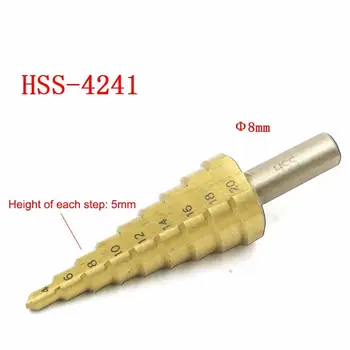 4-20 HSS 4241 Etapa de Aço Cone Revestido de Titânio Broca de Corte da Ferramenta Conjunto de Furo de corte para metal