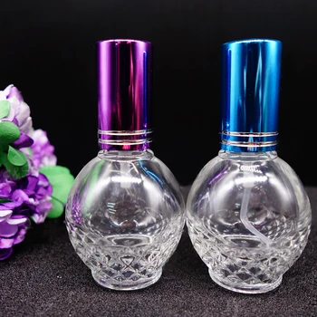Bola redonda de fundo de diamante de vidro transparente cosméticos frasco de perfume frasco de spray 12ml de viagem cosméticos ferramenta