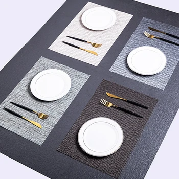 6/4 peças de PVC imitação de linho placemat esteira de tabela de estilo Japonês tabela tapete à prova de água e óleo-prova de placa de esteira de tecido tigela mat