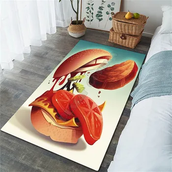 Hamburger Tapete de Área 3D de Todo Impresso antiderrapante, Tapete Sala de Jantar, Sala de estar Macio Tapete Quarto 01