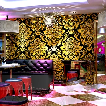 KTV papel de parede 3D Europeia Damasco impermeável ouro quente quartos, sala de TV, papel de parede de fundo
