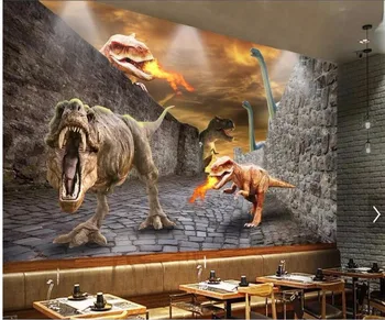 3d papel de parede personalizado com foto Dinossauros mundo quebrado parede de ferramentas de decoração de sala de estar em 3d murais de parede papel de parede para parede 3 d