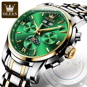 OLEVS Novos Relógios Mens Top de marcas de Luxo Sport Impermeável de Aço Inoxidável Relógio Mecânico Automático Homens Relógio Masculino