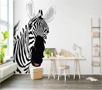 xuesu Personalizado 8d papel de parede 3d foto da parede bonito listrado preto e branco zebra Nórdicos animal TV na parede do fundo