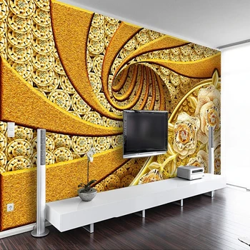 Cutom Qualquer Tamanho de Criativo 3D Diamond Flower Riqueza Porta de TV Sala de estar de plano de Fundo Tapety Papel De Parede Autocolante de Parede Pintura