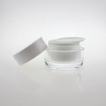 Forma redonda branco grosso acrílico 50g de creme frasco para soro, Líquido fundação de cosméticos recipiente de pó de material plástico